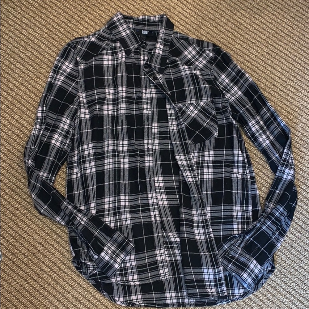 PAIGE Black/white/light pink plaid shirt